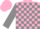Silk - pink,grey blocks on sleeves, pink cap