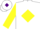 Silk - White, purple and yellow diamond,purple and yellow diamond on sleeves