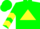 Silk - Green, yellow triangle, yellow chevrons on sleeves, green cap