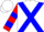 Silk - White, red and blue cross sashes, red and blue bars on sleeves, white cap