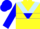 Silk - Yellow, light blue triangular panel, blue hoop on sleeves, blue cap