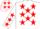 Silk - White body, red stars, white arms, red stars, white cap, red stars