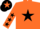 Silk - Orange, Black star, Orange sleeves, Black stars, Black cap, Orange star