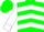 Silk - Green, white circled 'r',white chevrons and cuffs on sleeves