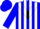Silk - Blue and white stripes, black chevron, blue cap