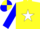 Silk - Yellow, blue alpha emblem, white star on blue sleeves, yellow and blue quartered cap