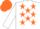Silk - White, Orange stars, White sleeves, Orange cap