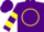 Silk - Purple, yellow circle, yellow  'at ' in circle,  yellow bars on sleeves