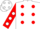 Silk - White, red dots, red sleeves with white dots