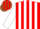 Silk - Red, brown 'upcountry' on white stripes, multi-colored bars on white sleeves