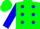 Silk - Green, blue dots, green bands on blue sleeves