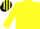 Silk - Dayglo yellow, black spot, dayglo yellow sleeves, striped cap