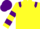 Silk - Yellow, purple epaulets, hooped sleeves, purple cap