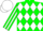 Silk - Forest green, white diamonds, white diamond stripe on sleeves, white cap