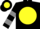 Silk - Black, yellow ball, black and grey  hoops on slvs
