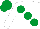 Silk - WHITE, emerald green large spots, emerald green cap