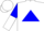 Silk - White, white 'jp' inside blue triangle, blue and white halved sleeves