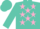 Silk - Turquoise, white zwp on pink belt, pink stars, turquoise cap