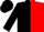 Silk - Black and red halves, white bars on black sleeves, black cap