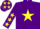 Silk - Purple, Yellow star and stars on sleeves, Purple cap, Yellow stars