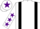 Silk - White, black braces, white sleeves, purple stars, white cap, purple star