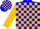 Silk - Blue, gold 'm', gold blocks on sleeves