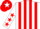Silk - White and red stripes, white sleeves, red stars, red cap, white star