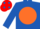 Silk - Royal blue, orange disc, red cap, royal blue spots