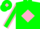 Silk - Green body, pink diamond, green arms, pink seams, green cap, pink diamond