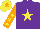 Silk - Purple, yellow star, orange sleeves, yellow stars, yellow cap, orange star