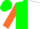 Silk - Green and white halves, green emblem, orange sleeves