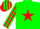 Silk - Green, red star, white slvs with red stripes