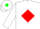 Silk - White, white 'f' on green & red diamond on back, green and red diamond on front