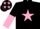 Silk - Black, pink star, halved sleeves, pink stars on cap