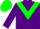 Silk - Purple body, green chevron, purple arms, green cap