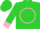 Silk - Lime green, pink quarter circle brand, pink bars & cuffs
