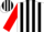 Silk - White, black stripes, red circled 'b', red sleeves
