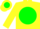 Silk - Yellow, yellow 'rd' on green ball