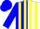 Silk - Blue and white halves, yellow stripes on blue sleeves, blue cap