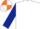 Silk - White body, dark blue arms, white cap, orange quartered