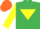 Silk - Emerald Green, Yellow inverted triangle and sleeves, Orange cap