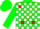 Silk - Green, white blocks, red cross sashes