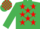 Silk - EMERALD GREEN, red stars, emerald green sleeves, check cap
