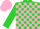 Silk - Lime green, pink blocks, pink cap