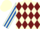 Silk - Cream, burgundy diamonds, 'twf', royal blue stripe on sleeves
