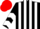 Silk - BLACK and WHITE stripes, chevrons on sleeves, RED cap