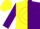 Silk - Yellow & purple halves, purple ball, yellow 21, purple diamond sleeves