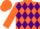 Silk - Neon orange, purple diamonds, neon orange sleeves, neon orange cap