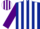 Silk - Dark blue and white stripes, purple sleeves, purple and white striped cap