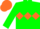 Silk - Green, Orange triple diamond, orange cap